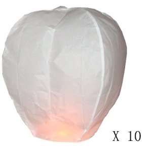  10 Sky Lanterns for Party Celebration   White