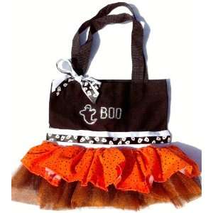  Halloween Trick or Treat Bag   Black/Orange BOO Tutu Bag Baby