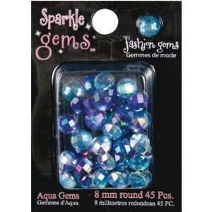  Sparkle Gems 8mm Round 45/Pkg Aqua [Office Product 