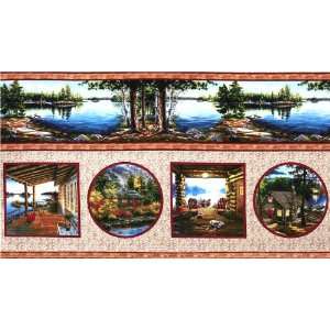  44 Wide Lake House Panel Tan/Multi Fabric By The Panel 