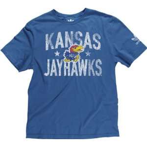  Kansas Jayhawks Vintage T Shirt adidas Blue Crackle Print 