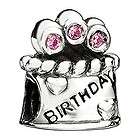 authentic chamilia bead happy birthday pink cz expedited shipping 