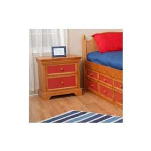  Color Box Two Drawer Nightstand in Pine/Red