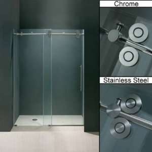  Frameless Shower Door 3/8 Inch Clear Glass Stainless Steel Hardware