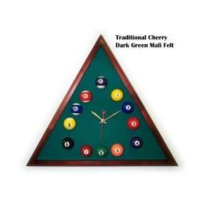   Global 00 238X83, Mahogany Triangle Billiard Clock Dk Green Mali Felt