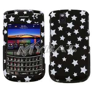 White Star/Black (Sparkle) Phone Protector Cover for RIM BlackBerry 
