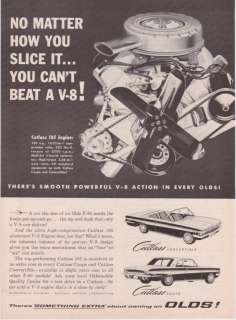 1962 Olds Cutlass Coupe/Convertible 185 Engine print ad  