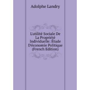   ?tude DÃ©conomie Politique (French Edition) Adolphe Landry Books