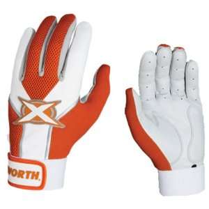  Worth Toxic Sheep Leather Batting Gloves Orange WHITE 