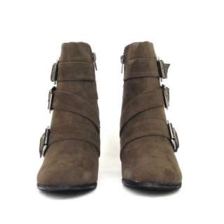 Womens High Heel Strappy Suede Ankle Boots Brown Size 5.5 10 / winter 