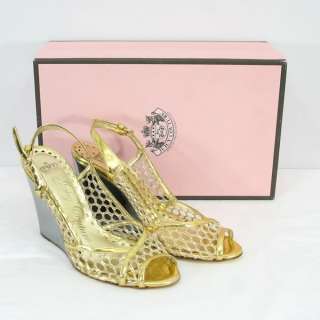 275 Juicy Couture Gold Mesh Heels Pumps Shoe 5.5 Italy  
