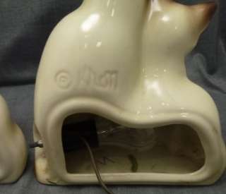 Vintage KRON Pottery Siamese Cat Kitten TV Lamp Lot of 2  