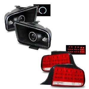  05 09 Ford Mustang Black CCFL Halo Projector Headlights 