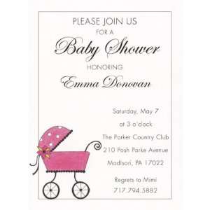 Posh Baby Shower Buggy, Custom Personalized Baby Girl Announcements 