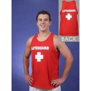  Size Medium   Red Lifeguard Tank Top   Front and Back 