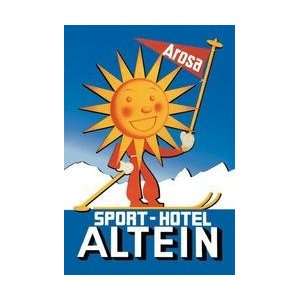  Sport Hotel Altein Sun Headed Skier 20x30 poster