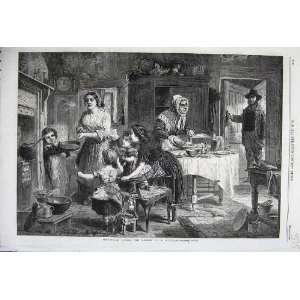  1862 Shrovetide Tossing Pancake Family Kitchen Food