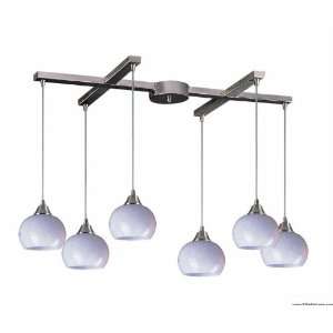  6 Light Pendant In Satin Nickel And Simply White Glass 