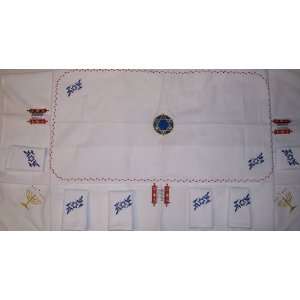  Handmade Torahs & Candlesticks Design Tablecloth & Napkins 