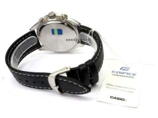 Casio Watch Edifice Black Stopwatch EF 559L 1A Leather  