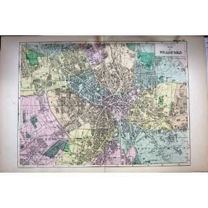    BRITAIN COLOUR MAP 1895 STREET PLAN BEDFORD ENGLAND