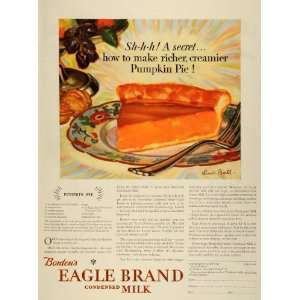 1927 Ad Borden Co Eagle Brand Condensed Milk Can Pumpkin Pie Recipe 