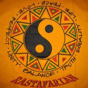 RASTAFARIAN Ying Yang New Rasta Reggae T shirt L Yellow  