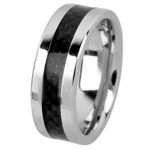  Mens Cobalt Chrome Ring In Dual Finish with Black Carbon 