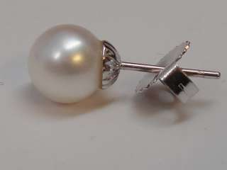 Estate 18K White Gold Real Pearl & Diamond Earrings 2.7 Grams  