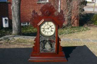 Victorian Antique Waterbury Shelf Mantle Parlor Clock Original Painted 