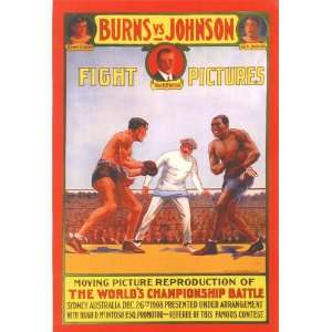  Boxing Jack Johnson vs Tommy Burns Poster 1908 Sports 