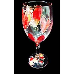 Valentine Treasure Design   Hand Painted   Grande Wine Glass   16 oz 