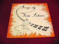 TOM LEHRER SONGS BY TOM LEHRER LP 33 1/3 RPM  