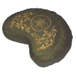   Cushion   Dharma Wheel in the Lotus   Olive Green
