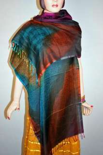 10 Art Silk Rainbow Boho LONG SCARF STOLE wrap Hijab  