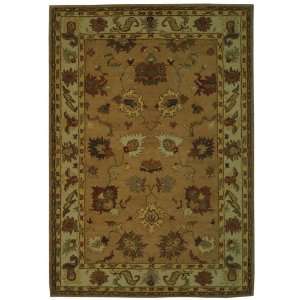 Bergama Collection Tan and Green Floral Hand Tufted Wool Area Rug 4.00 