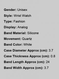   Fashionable Quartz Analog Wrist Watch White Silicone Band  