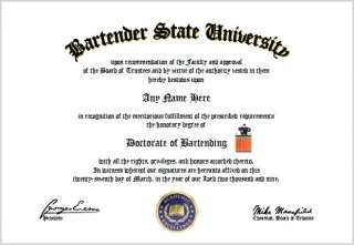 Bartending Diploma   Bartender Lover Diploma  