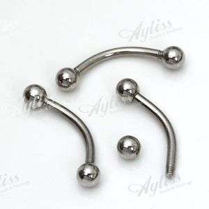   Stainless Steel Ball Curved Eyebrow Ring 16ga Barbell Ear Piercing