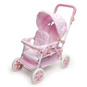 Best Quality Folding Double Doll Front to Back Stroller   Pink Gingham 