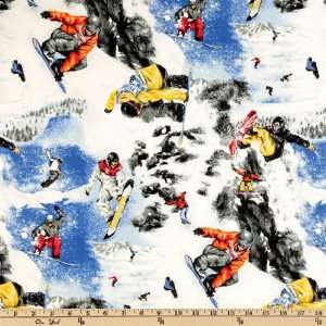  45 Wide Sports Snow Boarding Scenic Multi Fabric By The 