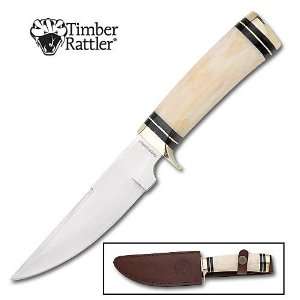 Timber Rattler Ivory Handle Bowie Knife w/ Leather Sheath