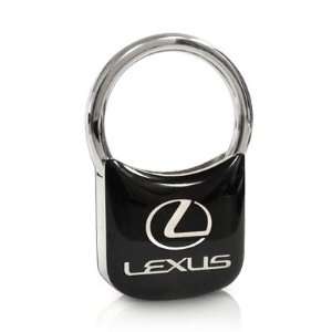  Lexus Black Padlock Chrome Metal Key Chain, Official 