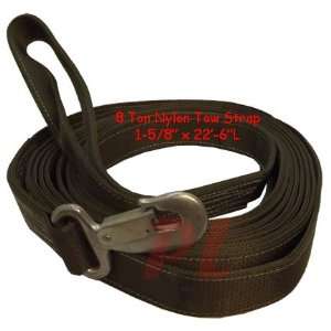   Tow Strap Rope Tie Down w/ Hook & Loop 22 FT   OD Green Automotive