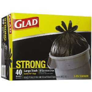  Glad Trash Quick Tie Black 40ct, 30 Gal Health & Personal 