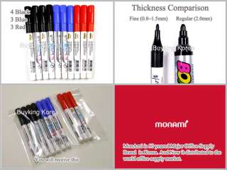 10 MonAmi Dry Erase Fine Marker Slim Pens White Board  