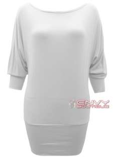 NEW LADIES BATWING LONG SLEEVE WOMENS T SHIRT LOOK DRESS TOP SIZE 8 10 