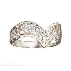  Sterling Silver Filigree Chevron Ring Size 10 Jewelry
