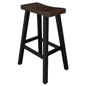  Bar Height Faux Wood Saddle Stool (Sold in Pairs) in Black / Espresso