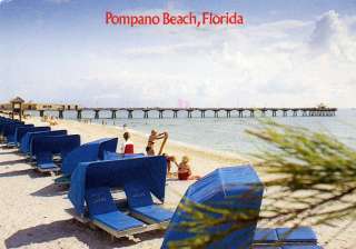 VINTAGE POMPANO BEACH FL BEACH SCENE AND PIER JACKS CHAIRS NEW LOW 